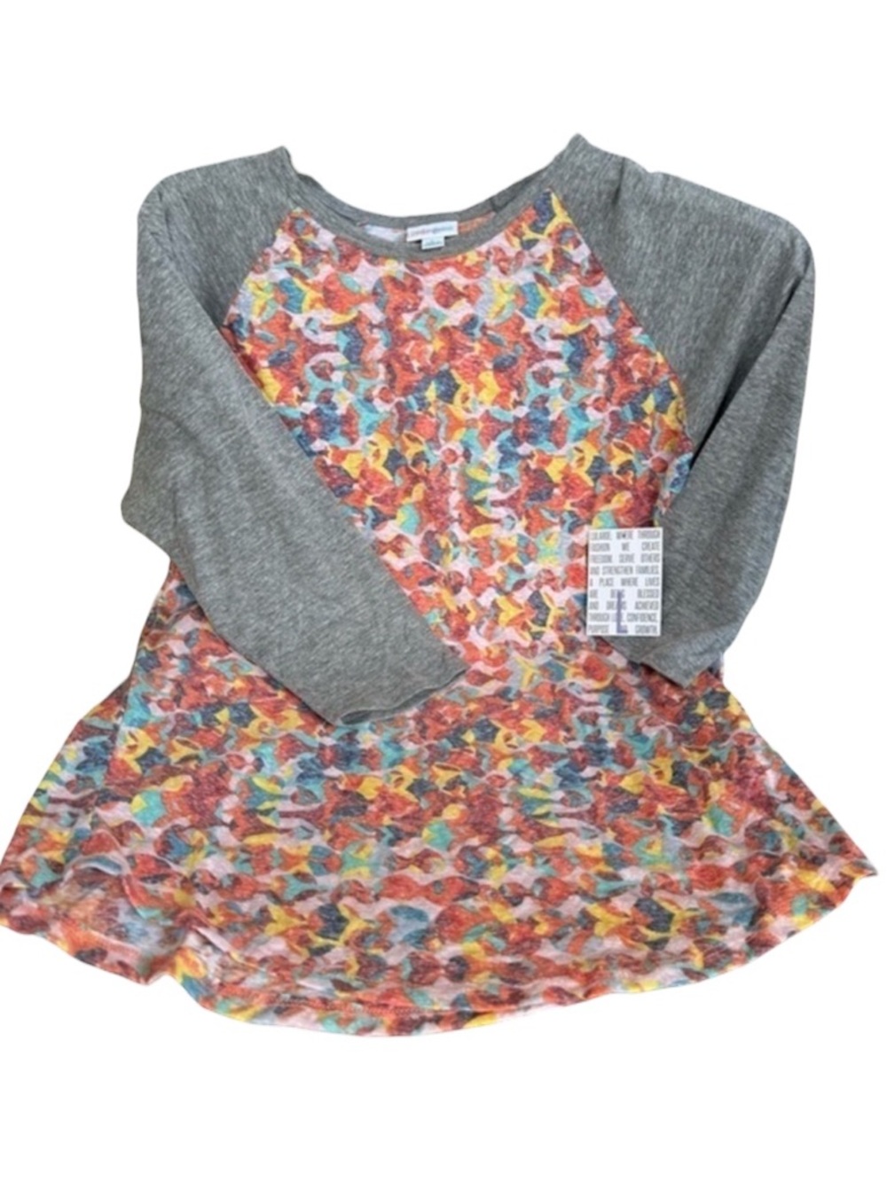 LulaRoe NWT Baseball style Jersey Multicolor with gray sleeves size L
